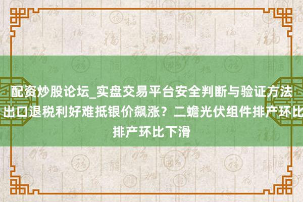 配资炒股论坛_实盘交易平台安全判断与验证方法说明 出口退税利好难抵银价飙涨？二蟾光伏组件排产环比下滑